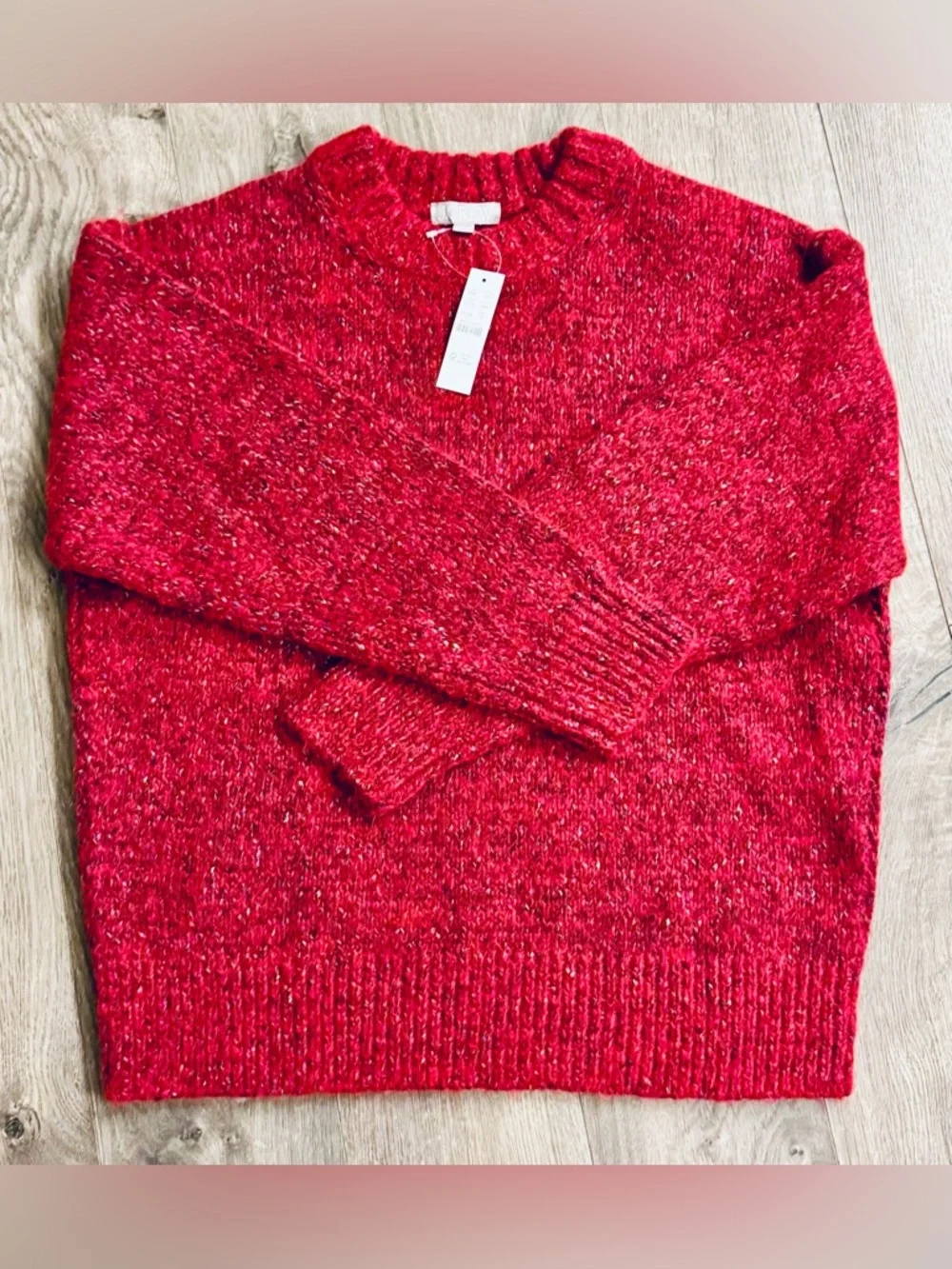 New! J.Crew Relaxed crewneck pullover Red Multi